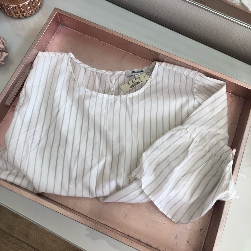 Madewell | Striped Ruffle-Sleeve Top